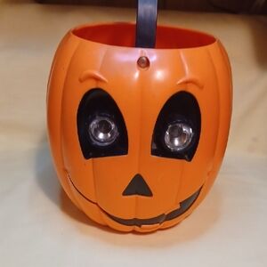 Vintage Monicore Lighted Jack O Lantern Candy Bucket
